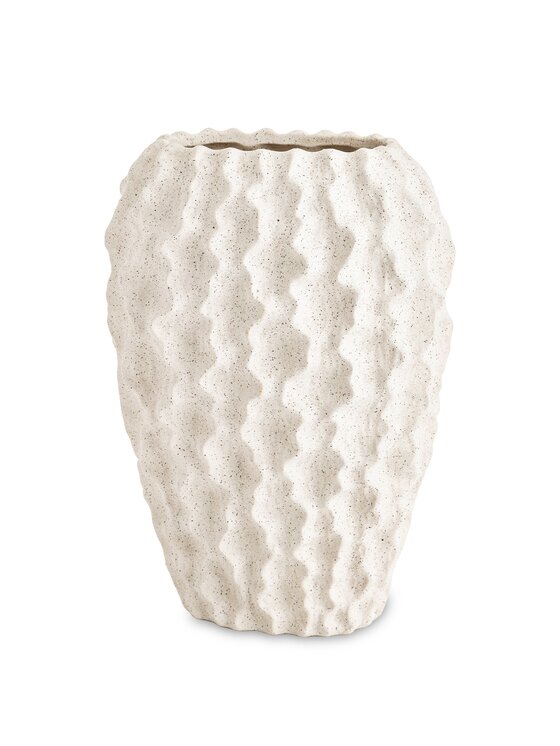 Wazon MIAhome, Biały, Osłonka ceramiczna prążkowana FIBI