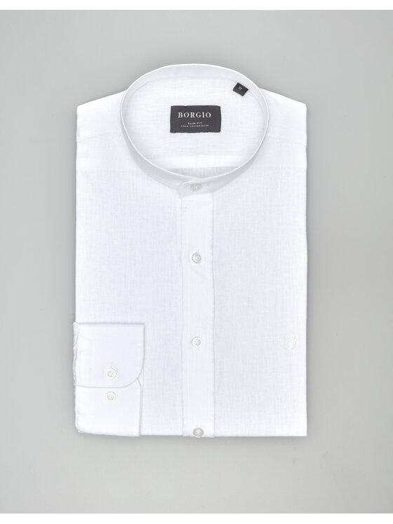 Borgio Borgio Koszula lentella_00586 Biały Slim Fit