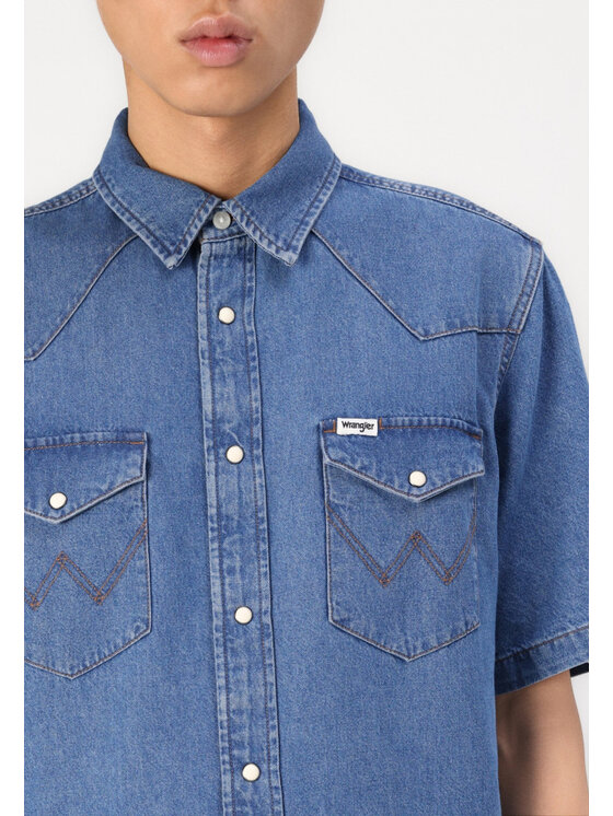 Wrangler Wrangler Koszula SS WESTERN SHIRT Niebieski Regular Fit