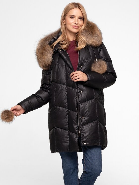 Perso Perso Dámska bunda BLH252535FR Čierna Regular Fit