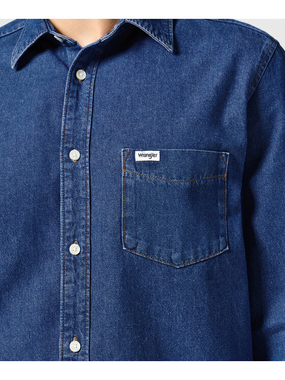 Wrangler Wrangler camicia di jeans 112357190 Blu scuro Regular Fit
