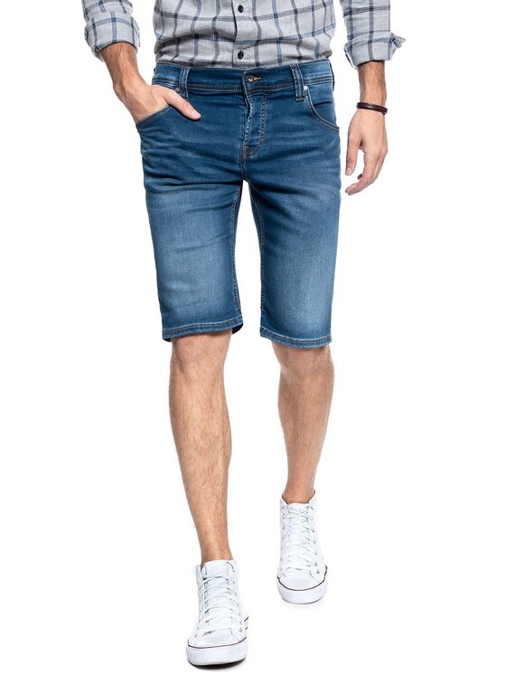 Mustang Mustang Szorty jeansowe CHICAGO SHORT Niebieski Slim Fit
