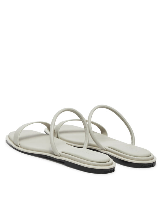 Calvin Klein Calvin Klein Klapki Flat Sandal Squared 2-Bar Lth HW0HW02532 Écru