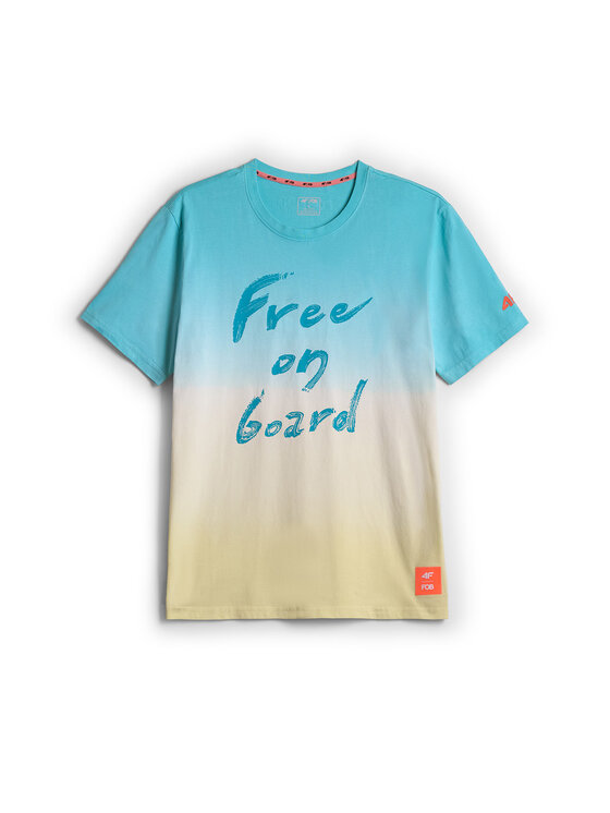 4F 4F T-Shirt FOB SUMMER Turkusowy Regular Fit