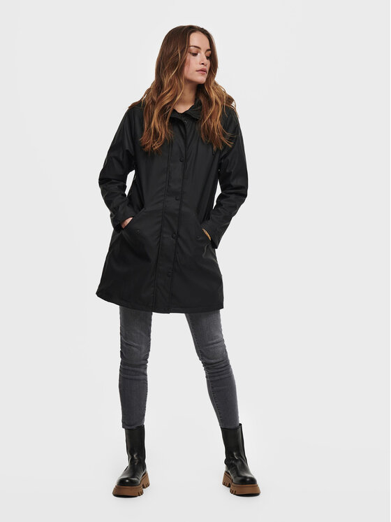 ONLY ONLY Kurtka przeciwdeszczowa Sally 15206116 Czarny Regular Fit