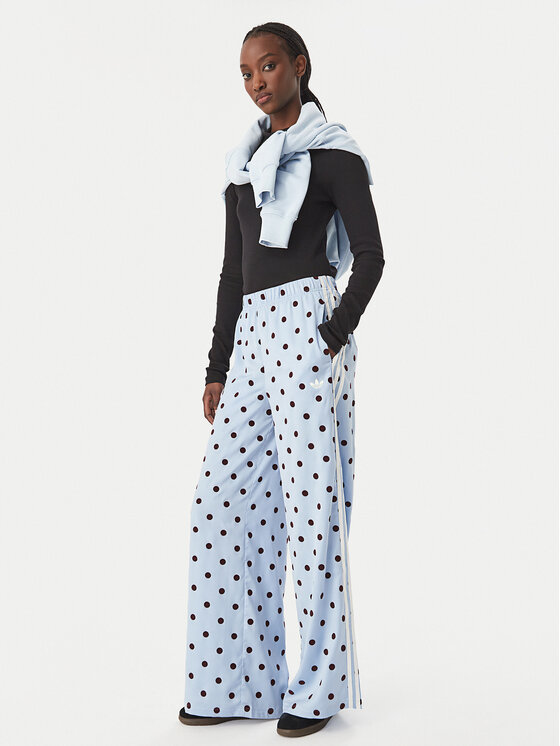 adidas adidas Spodnie dresowe Satin Polka Dots Wide Leg Pant KV1170 Niebieski jasny Relaxed Fit