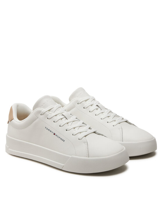 Tommy Hilfiger Tommy Hilfiger Laisvalaikio batai Th Court Leather Grain Ess FM0FM05297 Écru