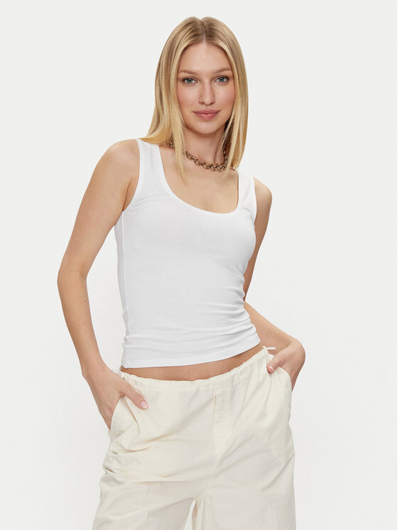 Gina Tricot Top Basic 22931 Bijela Slim Fit