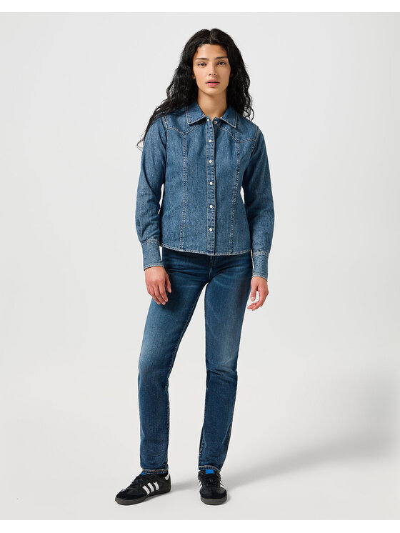 Wrangler Wrangler Koszula jeansowa 112356476 Niebieski Slim Fit