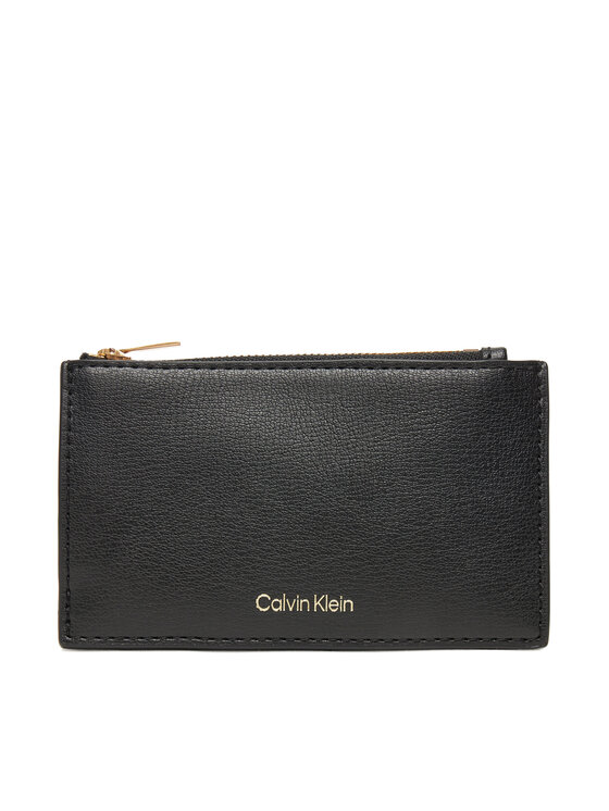 Calvin Klein Duży Portfel Damski Foil Logo Top Zip Cardcase LV04F1090G Czarny