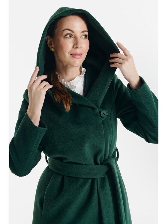 Salme Salme Vlnený kabát Noelia maxi Zelená Regular Fit