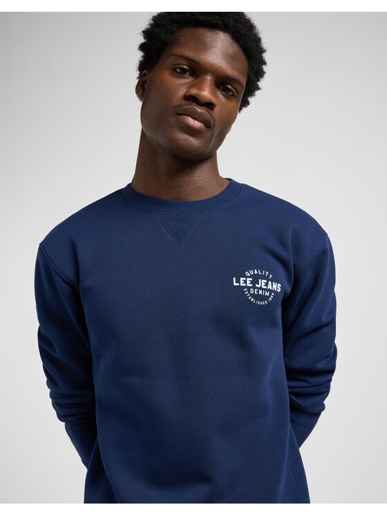 Lee Lee Bluzka SMALL LOGO CREW SWS Niebieski Regular Fit