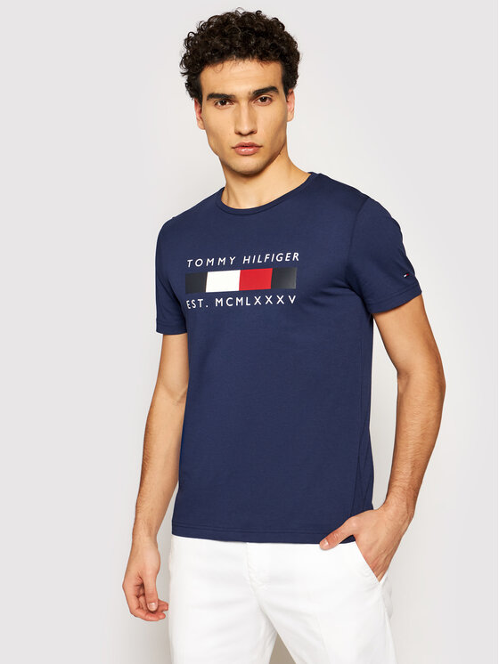 Tommy Hilfiger T-Shirt Logo Box MW0MW16583 Σκούρο μπλε Regular Fit