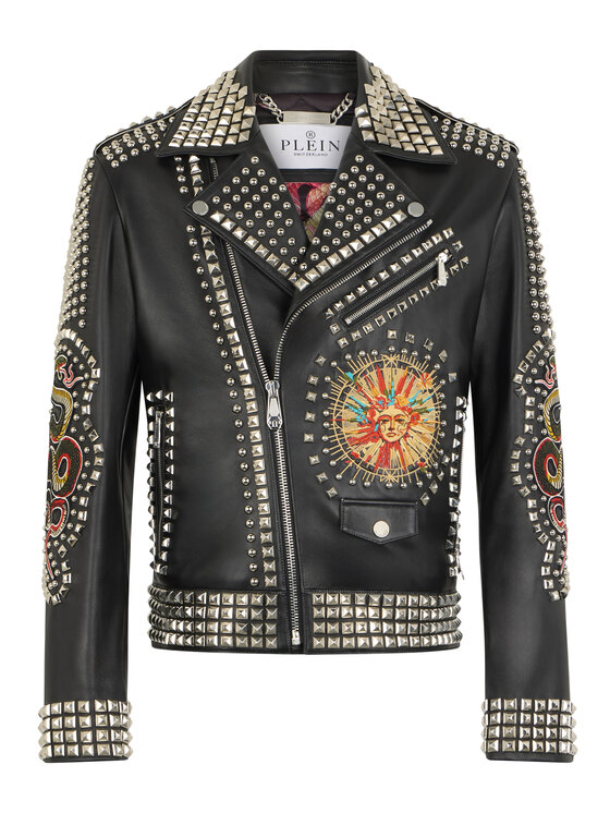 PHILIPP PLEIN PHILIPP PLEIN Kurtka skórzana 29008 Czarny Slim Fit