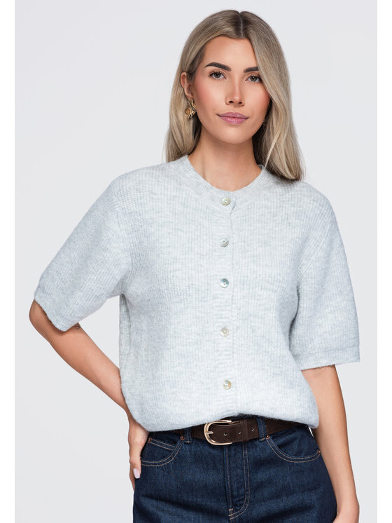 Ombre Ombre Bluzka OW-TS-E0091 Szary Relaxed Fit
