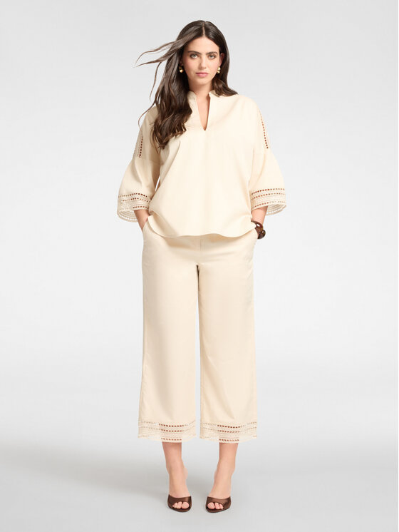 Elena Mirò Elena Mirò Spodnie materiałowe P008P000456N002 Kremowy Regular Fit