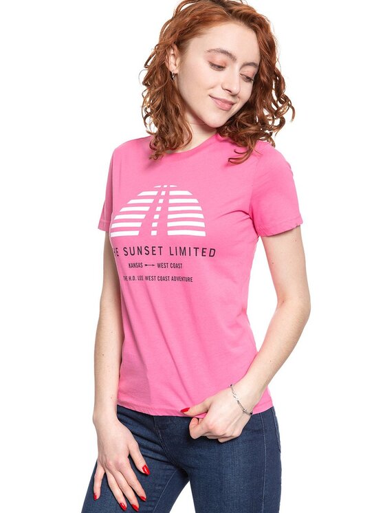 Lee Lee T-shirt SUNSET TEE Rosa Slim Fit