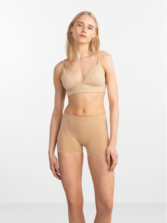 Pieces Pieces Auduma šorti 17065440 Bēšs Slim Fit