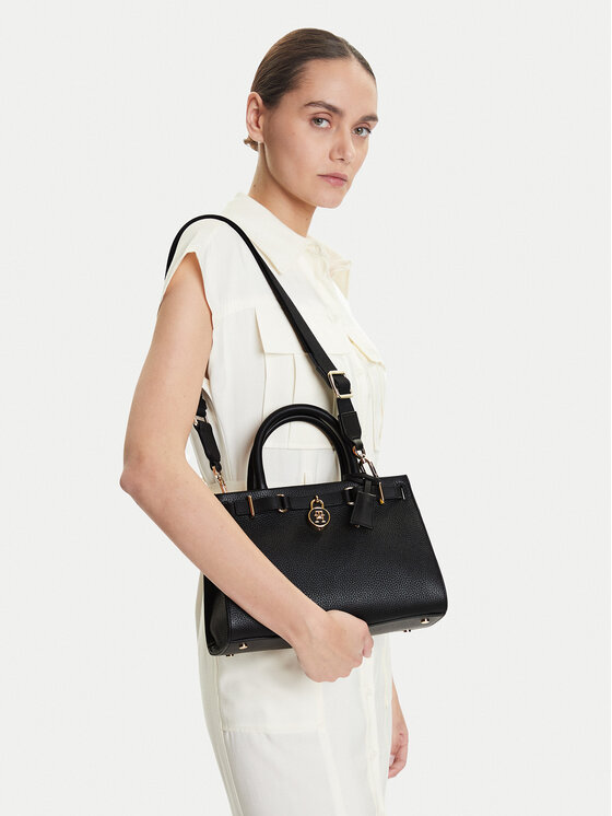Tommy Hilfiger Tommy Hilfiger Ročna torba American Icon Mini Tote Leather AW0AW17188 Črna