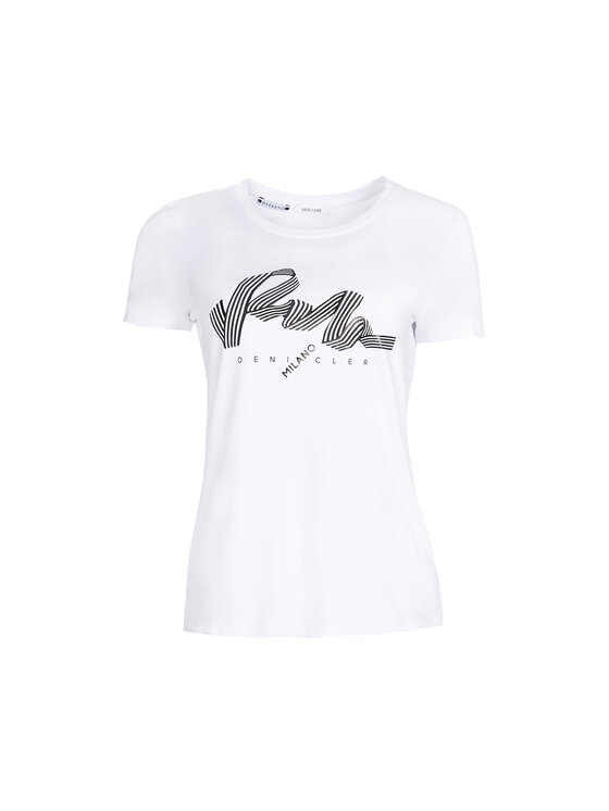 Deni Cler Milano Deni Cler Milano T-Shirt T-DC-T212-E2-10-10-1 Biały Regular Fit