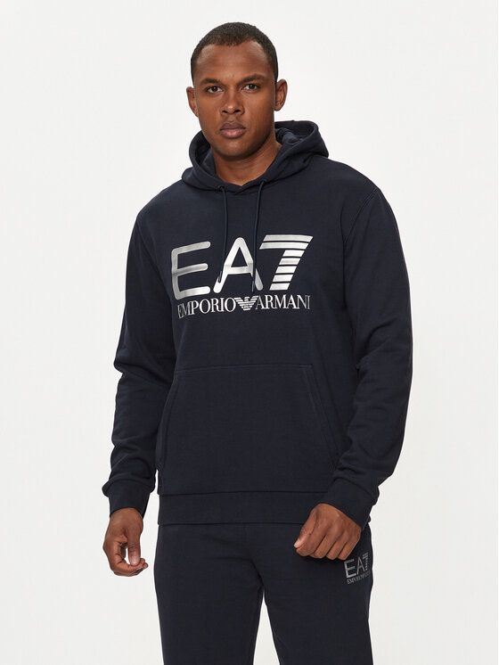 EA7 Emporio Armani Džemperis ar kapuci 6DPM16 PJSHZ 1562 Tumši zils Regular Fit