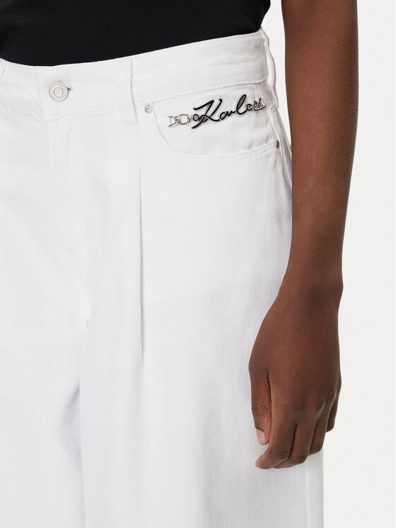 KARL LAGERFELD KARL LAGERFELD Blugi A2W10158 Alb Wide Leg
