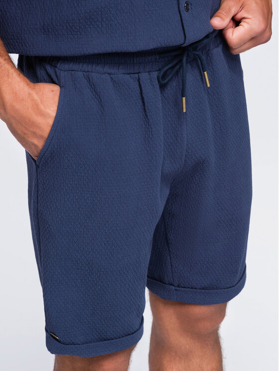 Ombre Ombre Szorty materiałowe OM-SRCS-0207 Granatowy Regular Fit
