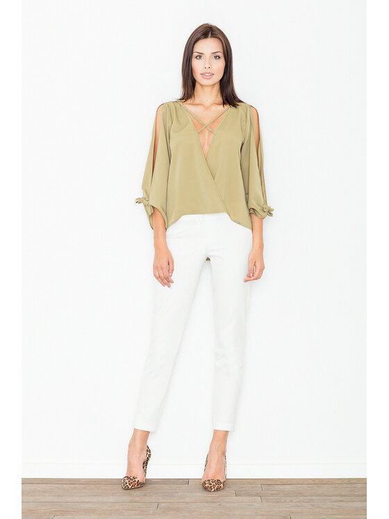 FIGL FIGL Blúzka M485 Kaki Regular Fit