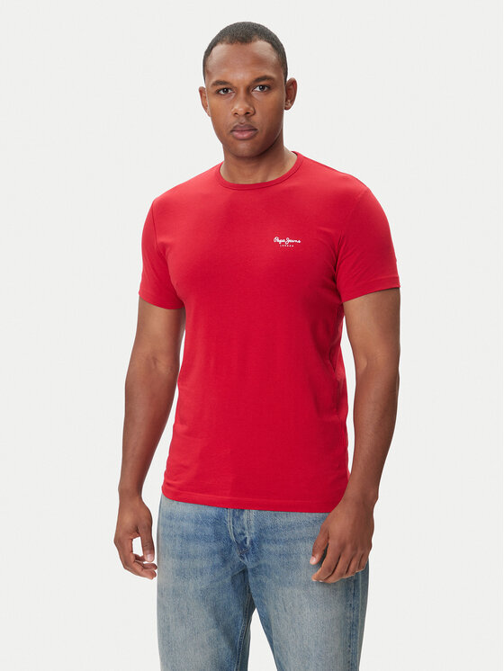 Pepe Jeans Pepe Jeans Marškinėliai Original Basic 3N PM5010133 Raudona Regular Fit