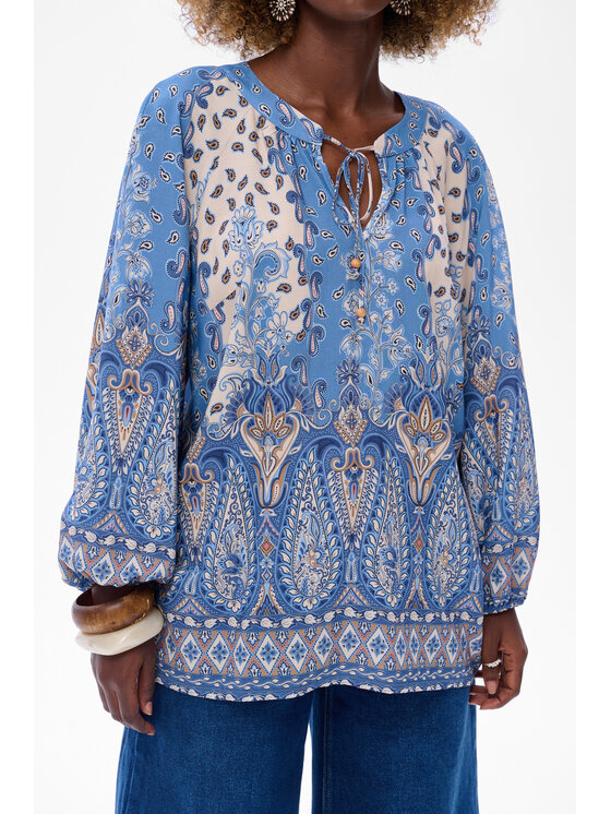 blue shadow blue shadow Bluzka Simona Niebieski Regular Fit