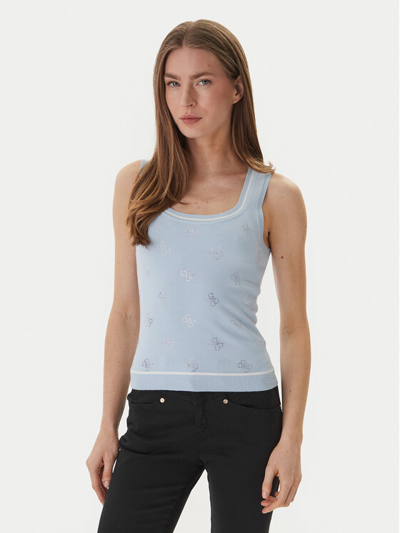 Guess Pulover W6GR17 Z0604 Albastru celest Regular Fit
