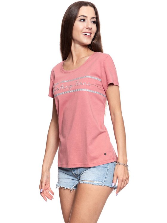 C Fit Mustang Regular Alina Różowy T-Shirt Print
