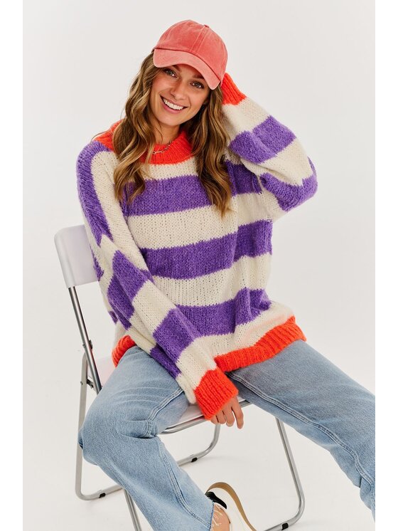 NAOKO NAOKO Svetr Sunset Lavender Fialová Oversize