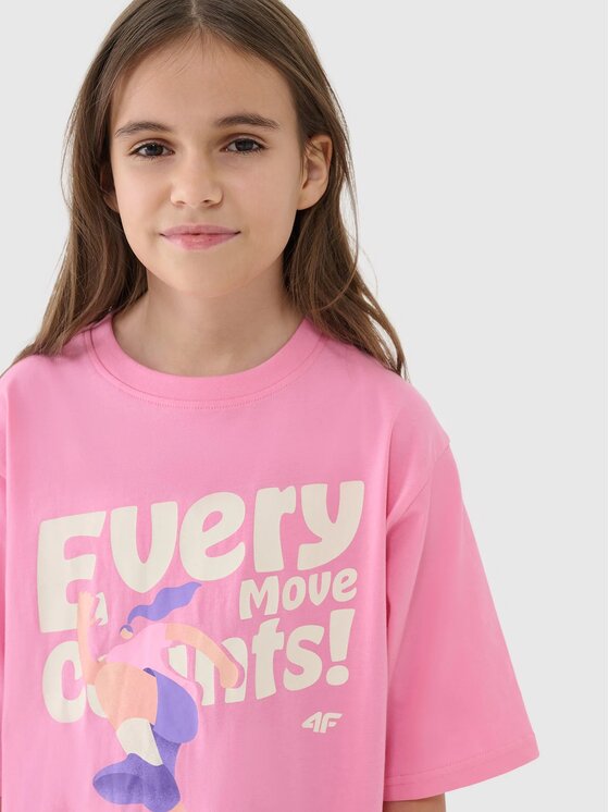 4F 4F T-Shirt 4FJASAW24TTSHF2592-54S Różowy Oversize