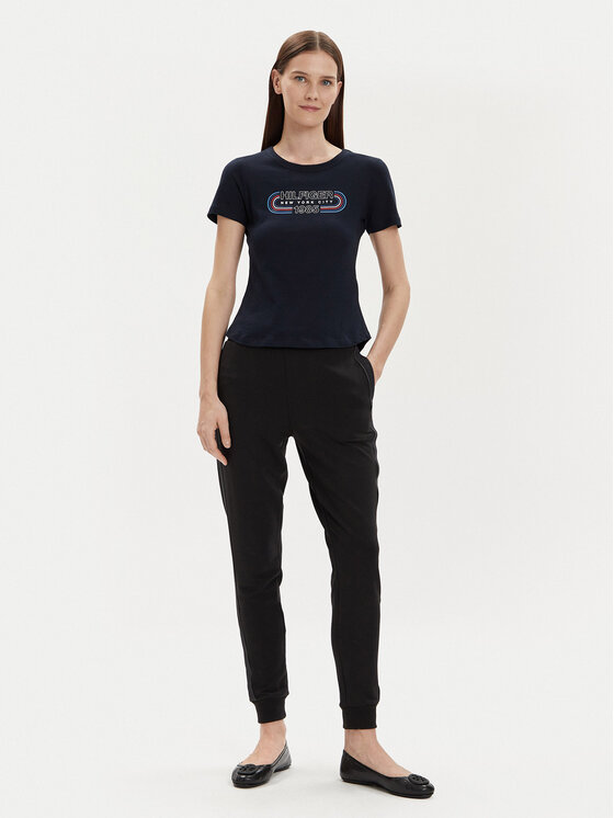Tommy Hilfiger Tommy Hilfiger T-Shirt Archive Track WW0WW41203 Tmavomodrá Slim Fit