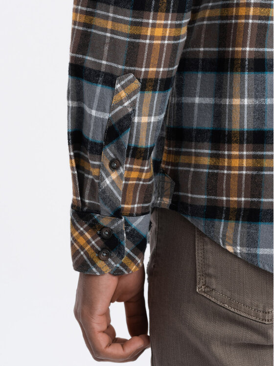 Ombre Ombre Košile OM-SHCS-0149 Šedá Slim Fit