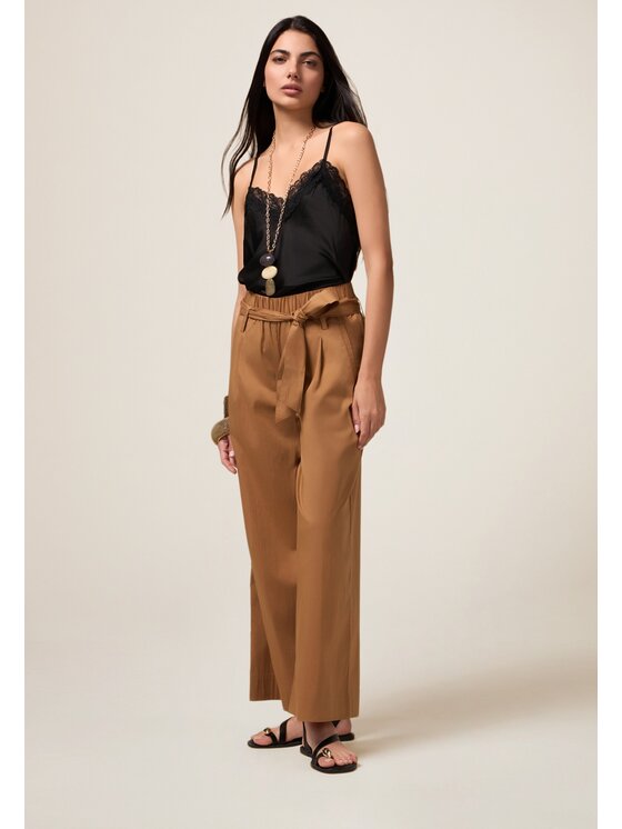 Oltre Oltre Pantaloni di tessuto P260J002317N022 Marrone Baggy Fit