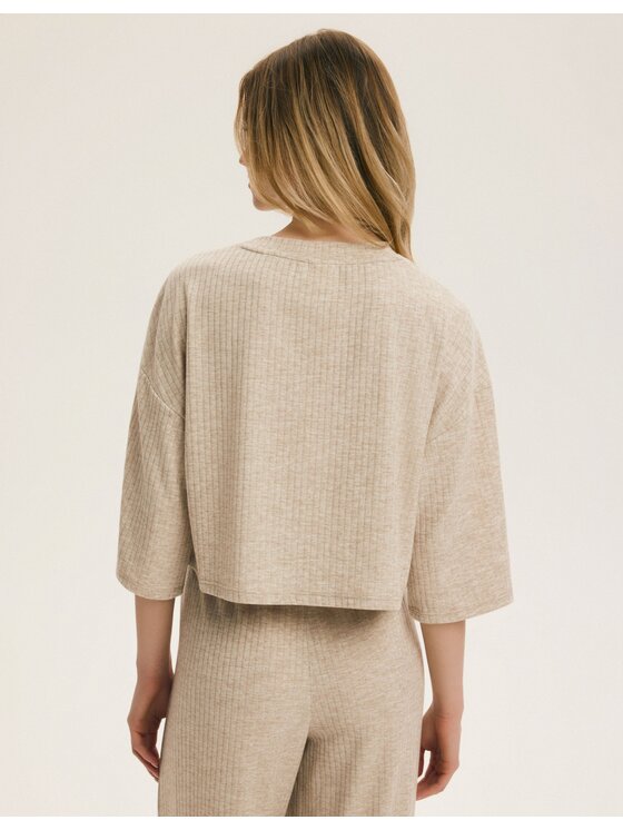 Esotiq Esotiq Piżama 44034 Beżowy Relaxed Fit