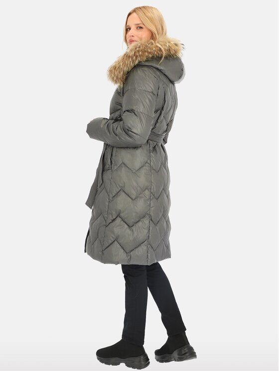Perso Perso Kurtka damska BLH241011FXR Szary Regular Fit