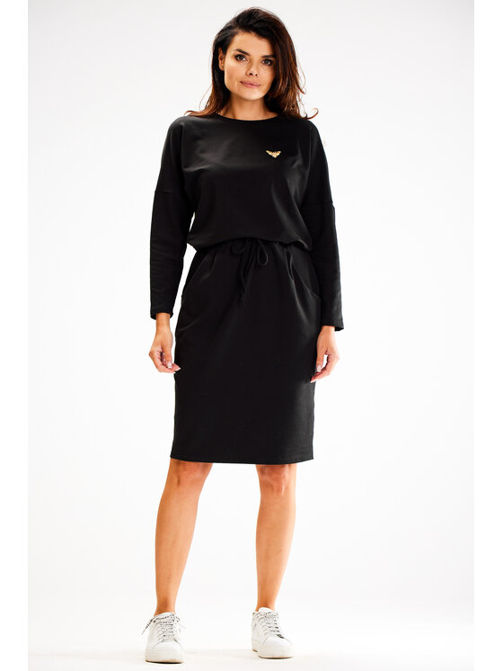 Awama Awama Vestito di maglia A606 Nero Basic Fit