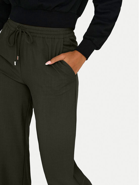 ONLY ONLY Kalhoty z materiálu Ginny 15331492 Hnědá Wide Leg