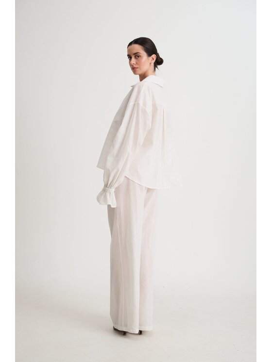 ROSE AVENUE ROSE AVENUE Spodnie materiałowe LUISE Biały Basic Fit