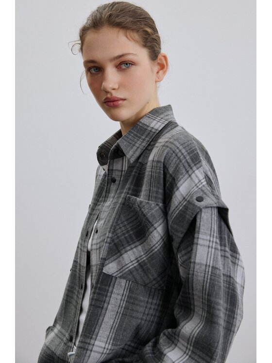 Estro Estro Πουκάμισο ER00119329 Γκρι Loose Fit