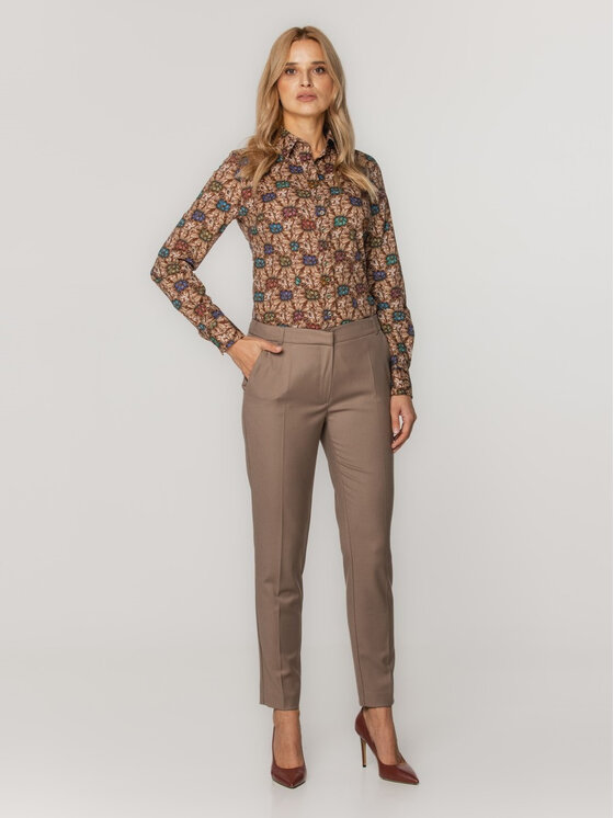 Willsoor Willsoor Spodnie damskie 67633 Beżowy Tapered Leg