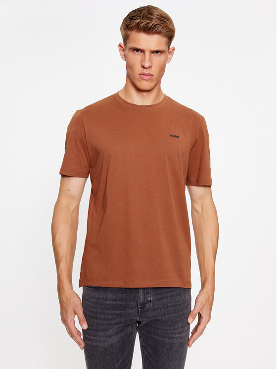 HUGO Hugo Tričko Dero222 50466158 Hnedá Regular Fit