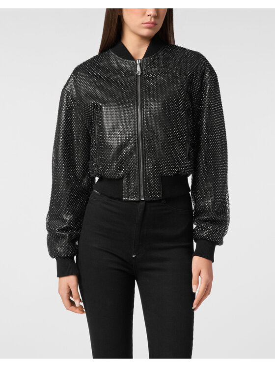 PHILIPP PLEIN PHILIPP PLEIN Kurtka skórzana 24275 Czarny Slim Fit