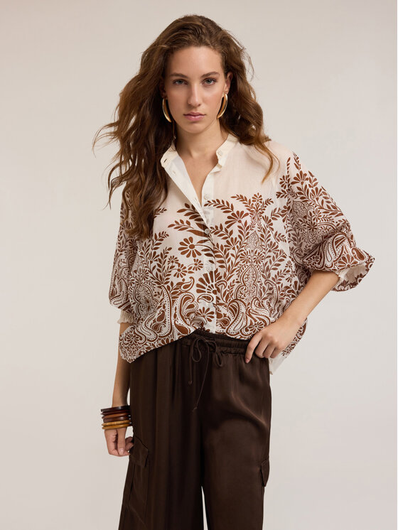 Motivi Motivi Camicia 5001W000505N0S1 Marrone Over Fit