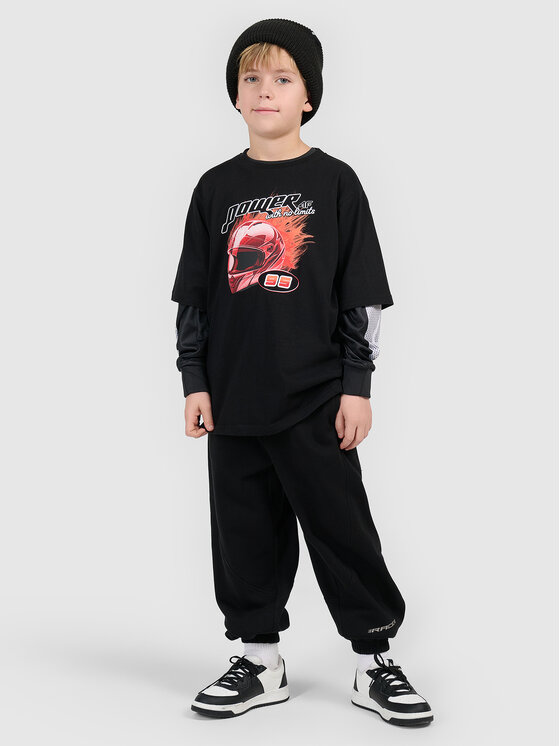 4F 4F Spodnie dresowe ESPORTS RACING Czarny Loose Fit