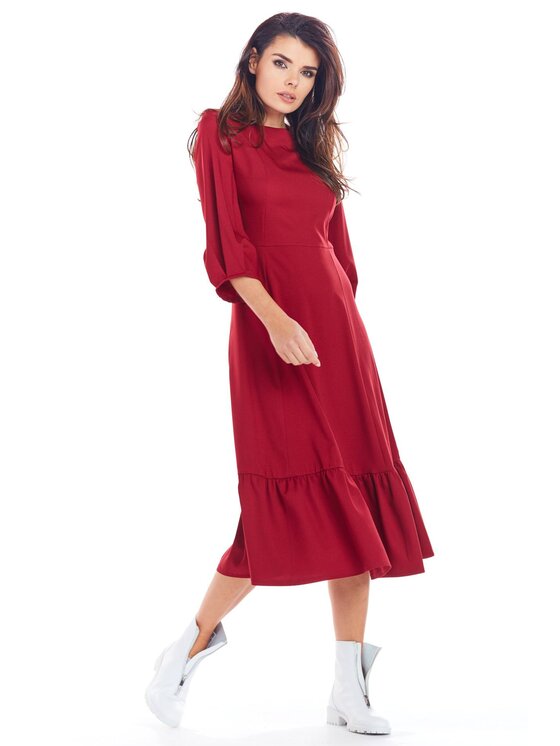 Awama Awama Každodenní šaty A345 Bordó Basic Fit