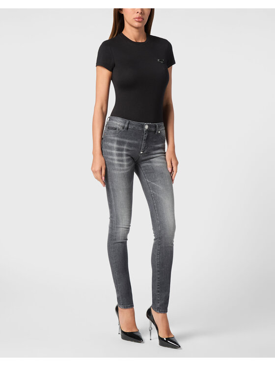 PHILIPP PLEIN PHILIPP PLEIN Jegginsy 22463 Szary Jegging Fit
